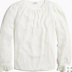 Jcrew Factory Button-neck top with ruffles flaw BD267 Size Small